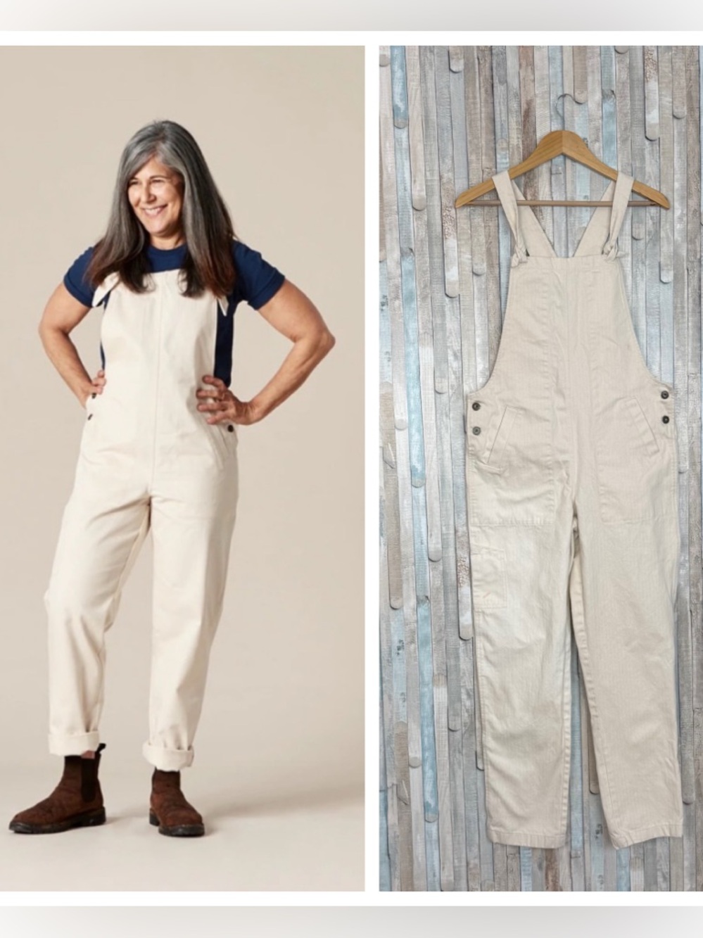 Handyma’am‎ S Relaxed Fit Cotton Bib Pant Overalls Workwear Work Utility Natural